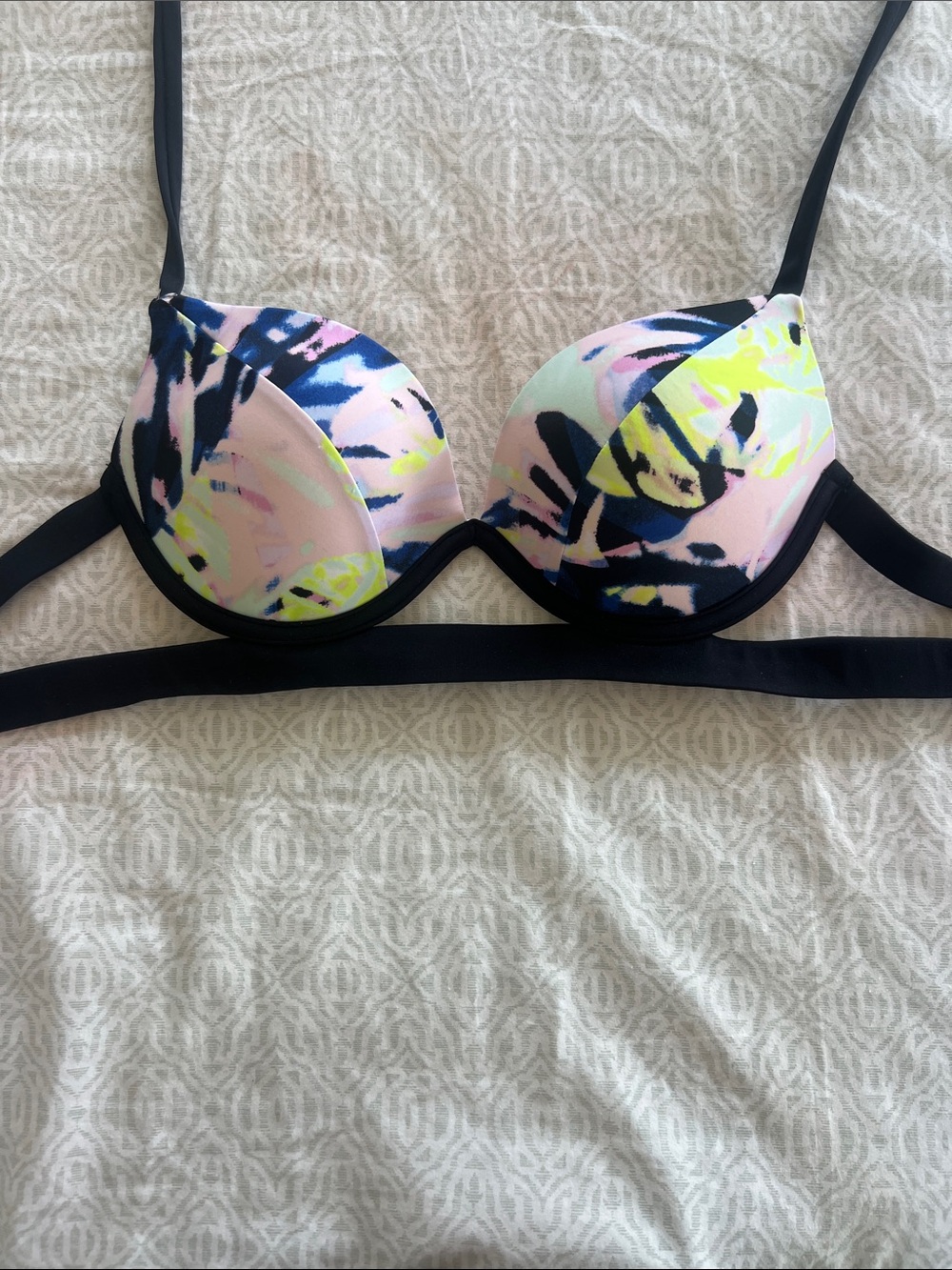 Victoria’s Secret hottie halter swim push up in Pastel Floral Print - Black Trim
